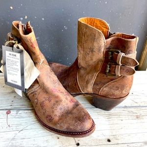 Lucchese distressed floral booties